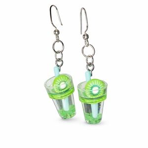 Kiwi Boba Tea Dangle Earrings Funky‎ Fruitcore Kawaiicore Novelty